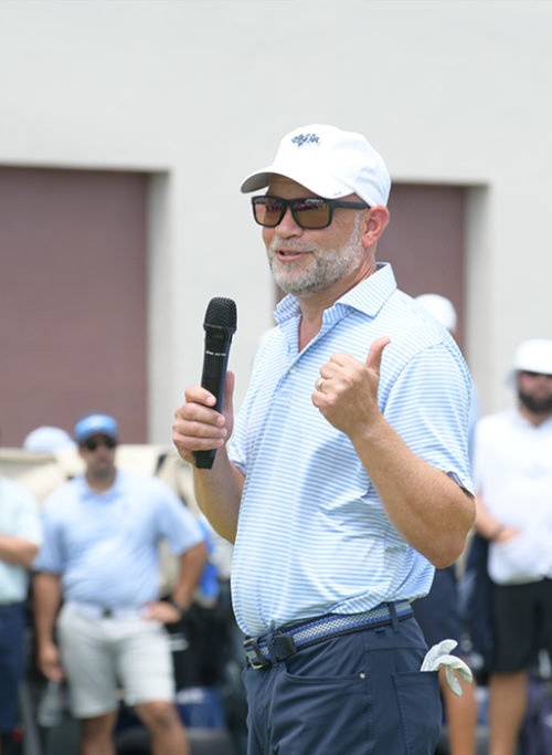 Voices For Children 2022 Golf Tournament:  Brad Meltzer speaking on the course