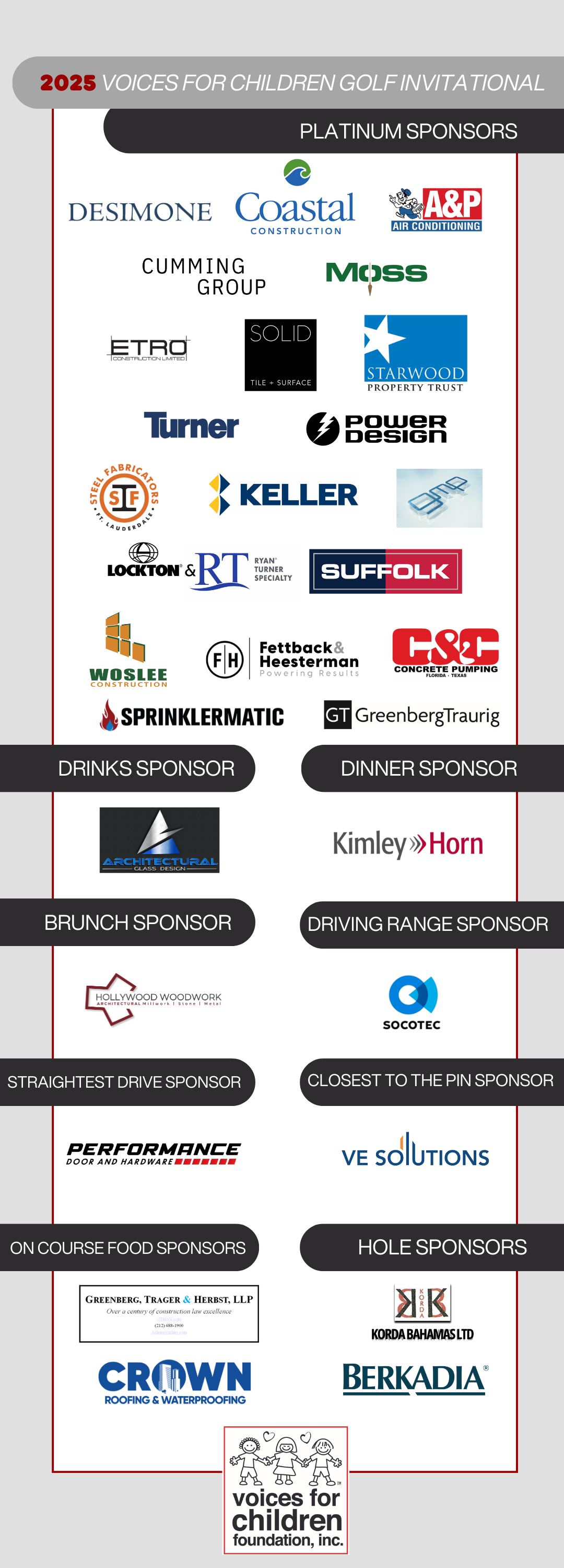 2025 Voices For Children Golf Invitational Sponsors