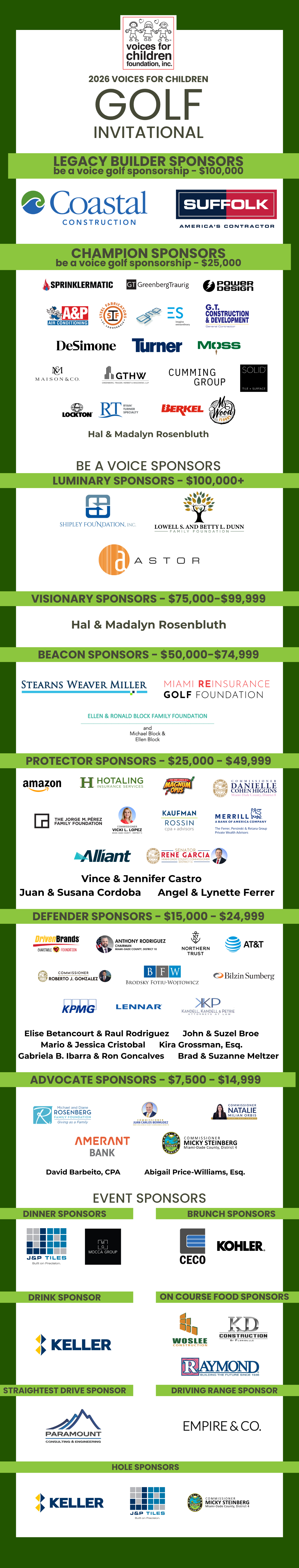 2026 Voices For Children Golf Invitational Sponsors
